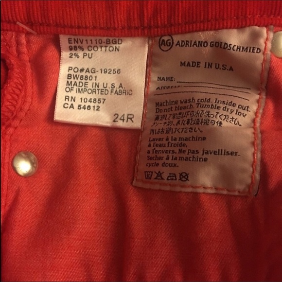 ❌SOLD❌ AG Adriano Goldschmied Red Cords Cigarette - Picture 5 of 7